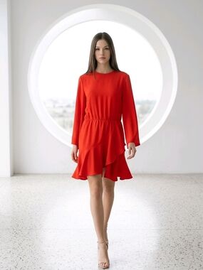 IRO Layer Dress in orange EUC SZ 40